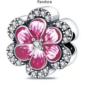 Pansy Pink Flower Charm Sterling Silver 925 Charm For Pandora Bracelet